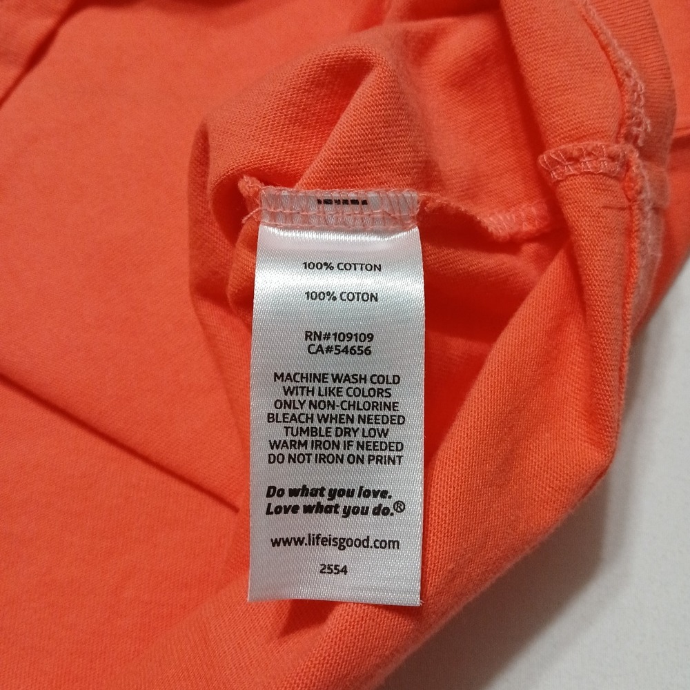 NWT! Life is Good Women's Size Medium Tabby Cat Tricks Crusher Tee Mango Orange - Picture 5 of 8